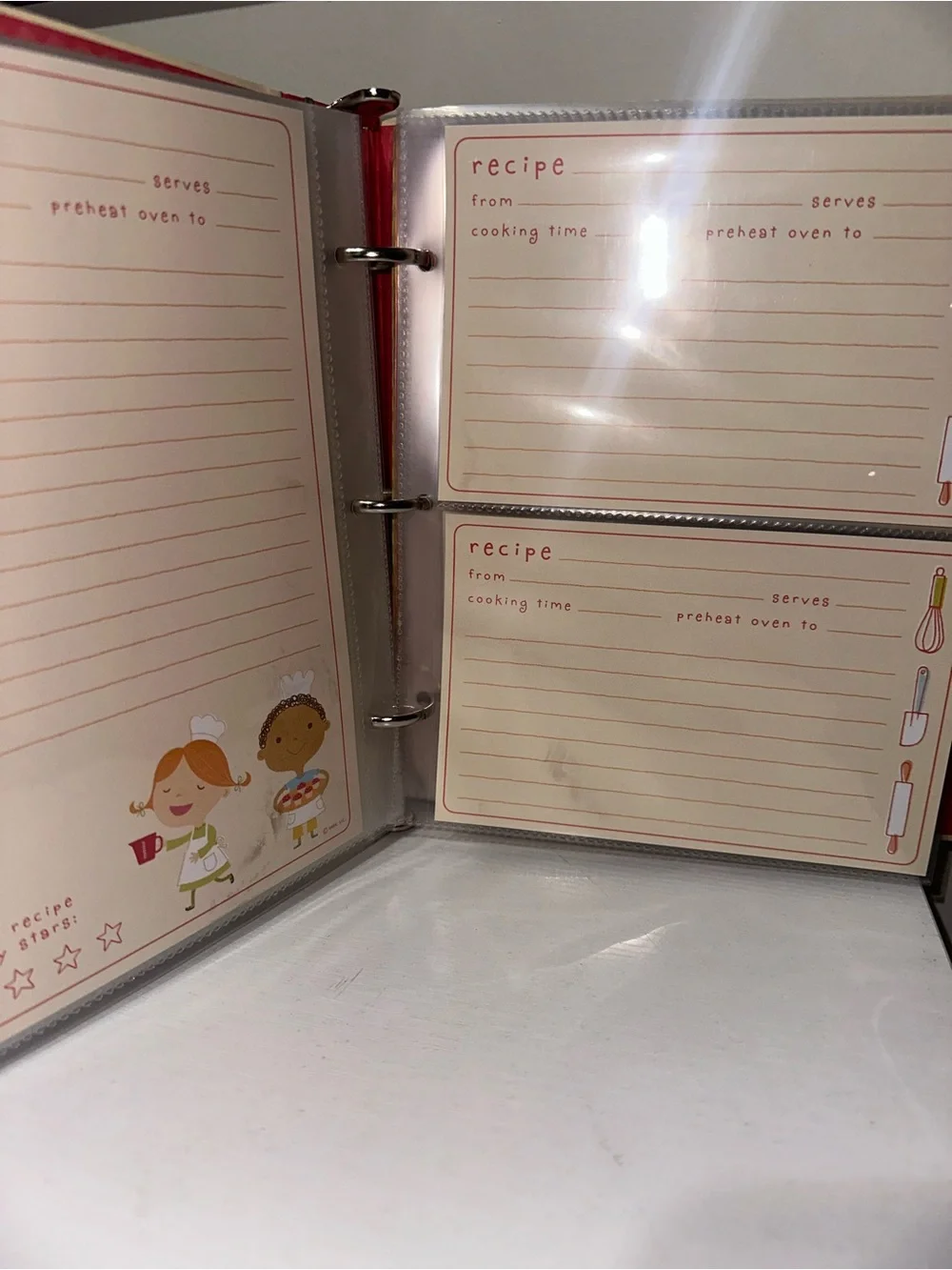 Source Unknown Kids Recipe Organizer Binder - Cream & Pink